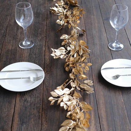 AliKopy 6ft Artificial Magnolia Leaf Garland - Metallic Gold, Decorati