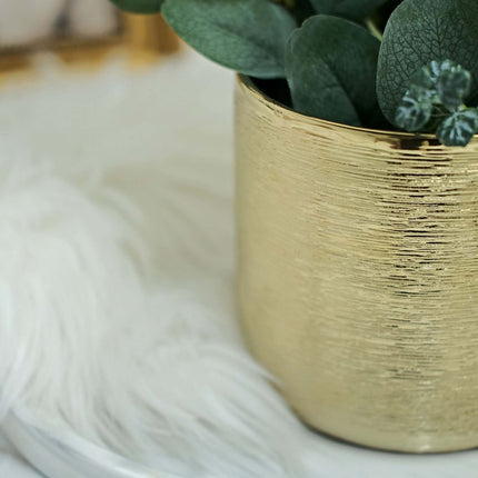 AliKopy 2-Pack Metallic Gold Ceramic Plant Pots - Textured Design, 5