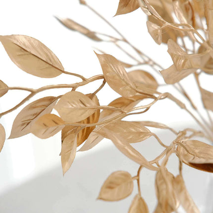 AliKopy 4-Pack Metallic Gold Artificial Ruscus Leaves - 14" Flexible F