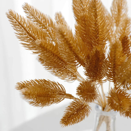 AliKopy 4-Pack Metallic Gold Artificial Pine Branches - Flexible Faux