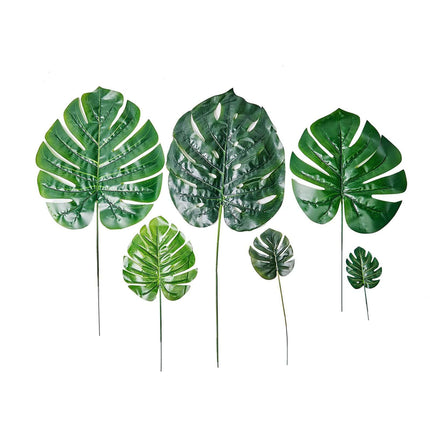 AliKopy 6 Stems Assorted Green Monstera Leaf Plants - Realistic & Dura