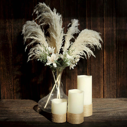 AliKopy 6 Stems Dried Pampas Grass - Off White, 32" for Boho Decor