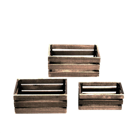 AliKopy Set of 3 Rustic Wooden Crates - Versatile Planters & Storage