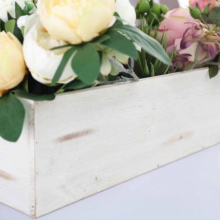 AliKopy Whitewash Wood Planter Box 24"x6" - Removable Liner, Natural D