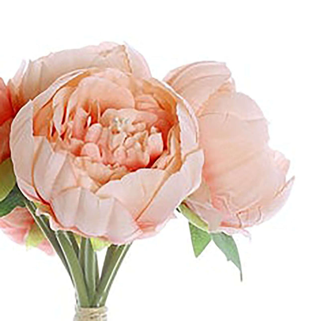 AliKopy 5 Flower Peach Peony Bouquet - Realistic Silk Floral Arrangeme
