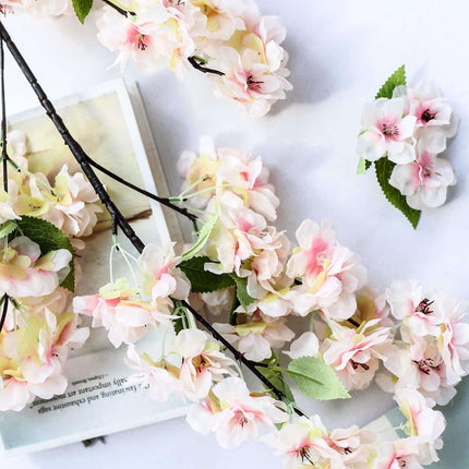 AliKopy 4 Bushes 40" Tall Blush Artificial Silk Cherry Blossom Flowers