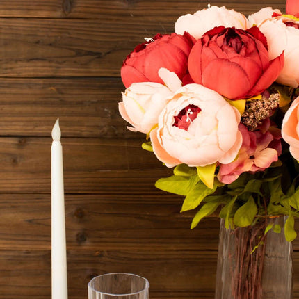 AliKopy 2 Pack 19" Burgundy Dusty Rose Faux Silk Peony Bouquets