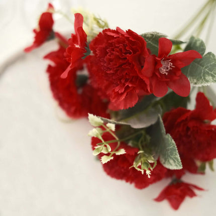 AliKopy 3 Pack 14" Red Silk Carnation Faux Flower Arrangements, Long-L