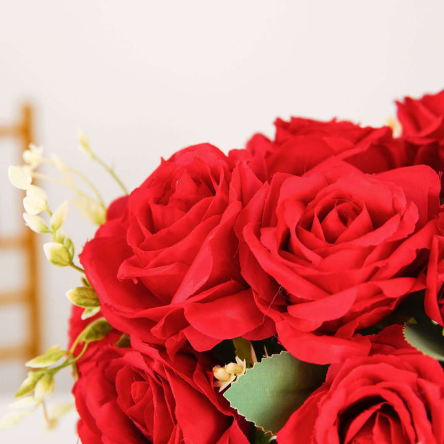 AliKopy 18" Real Touch Red Artificial Rose Bouquet - Silk Long Stem, 2