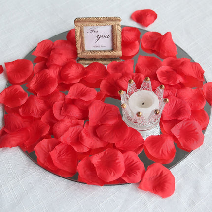 AliKopy 500-Pack Red Silk Rose Petals - Round Design, Table Decor