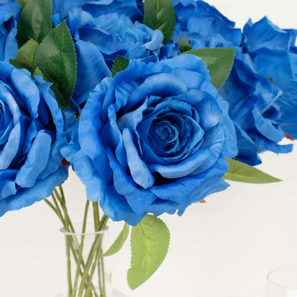 AliKopy 17" Royal Blue Silk Jumbo Rose Bouquet - Premium Quality, Wedd