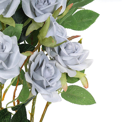 AliKopy 38" Tall Silver Artificial Silk Rose Bouquet - Elegant Decor