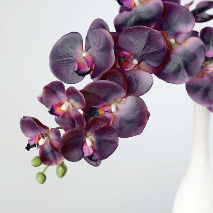 AliKopy 40" Tall Eggplant Silk Orchid Flower Bouquets - 2 Stems, Reali