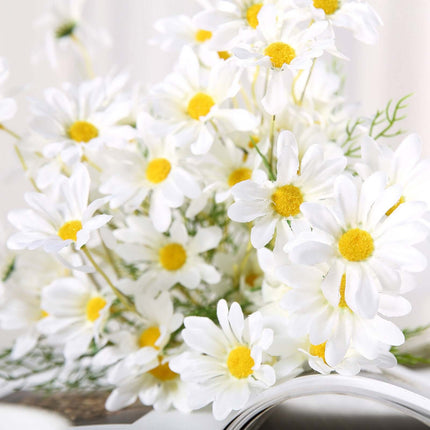 AliKopy 6 White Artificial Silk Daisy Flower Stems - Realistic & Durab