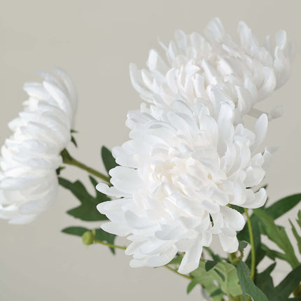 AliKopy 27" Artificial Silk Chrysanthemum Bouquet - 3 Stems, Large Fau