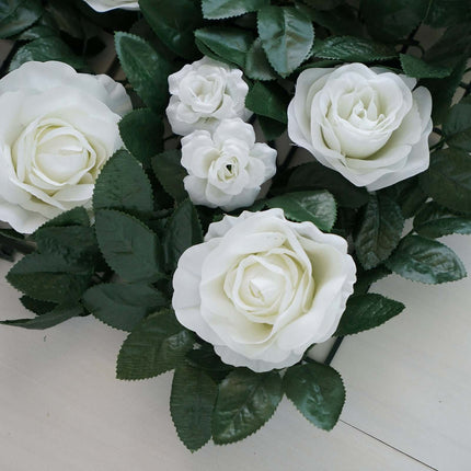 AliKopy 3 Sq Ft Easy-Install White Silk Rose Wall Panel Backdrop