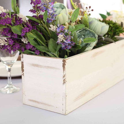 AliKopy Whitewash Wood Planter Box 18"x6" - Durable, Removable Liner