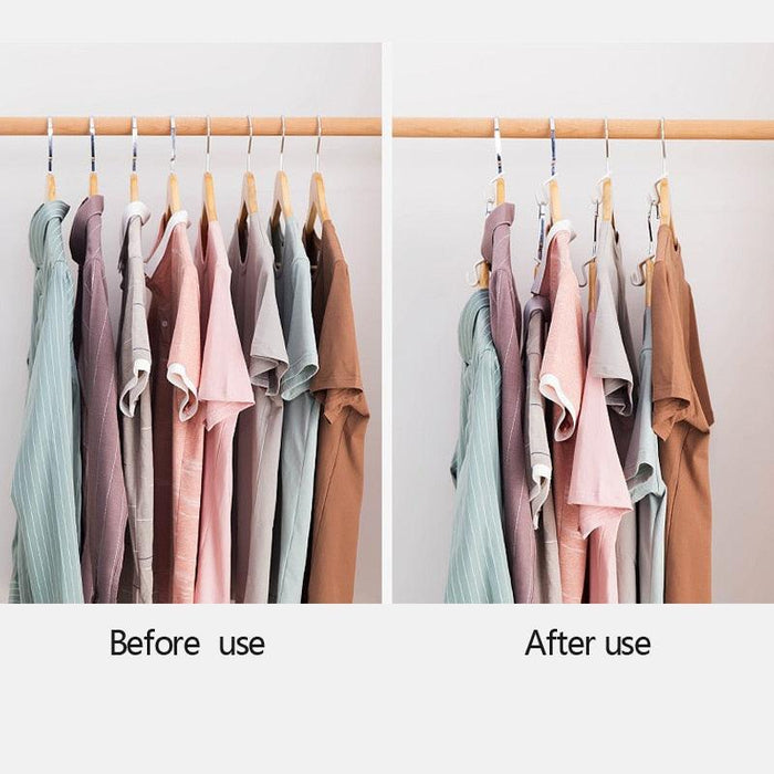 Efficient Wardrobe Space Saver Set with Plastic Hanger Hooks