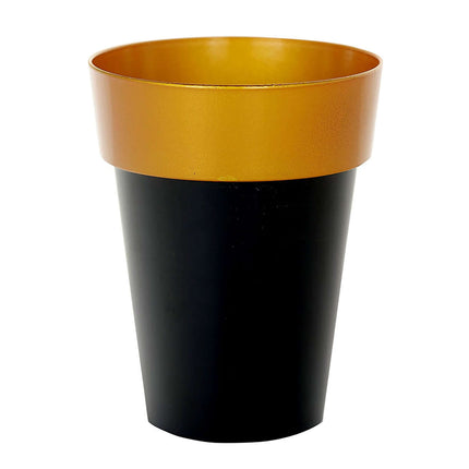 AliKopy 2-Pack Medium Black Flower Pots with Gold Rim - 6" Indoor Plan