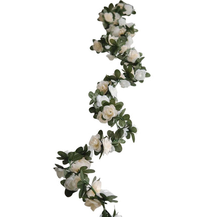 AliKopy 2 Pack 8ft Cream Ivory Mini Rose Flower Garland - 45 Flower He