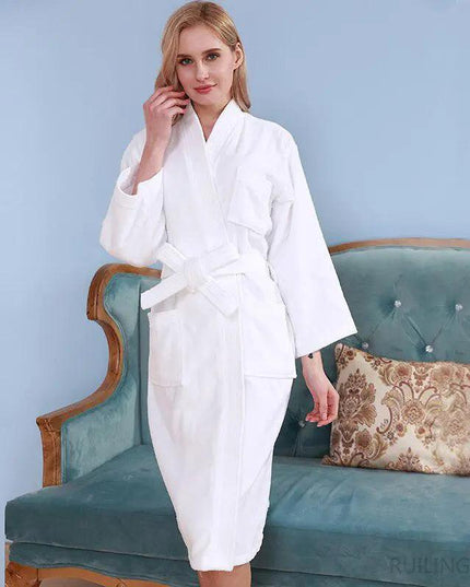 Luxurious Unisex Turkish Terry Cotton Spa Robe with Shawl Collar and Pockets