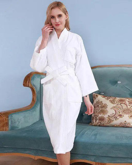 Luxurious Unisex Turkish Terry Cotton Spa Robe with Shawl Collar and Pockets