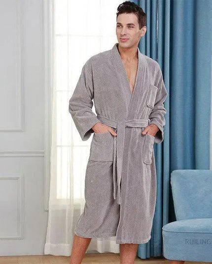 Luxurious Unisex Turkish Terry Cotton Spa Robe with Shawl Collar and Pockets