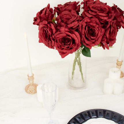 AliKopy 17" Burgundy Jumbo Silk Rose Bouquet - Premium Quality Floral
