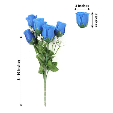 AliKopy 12 Royal Blue Silk Rose Bud Bouquets - Premium Quality, Realis