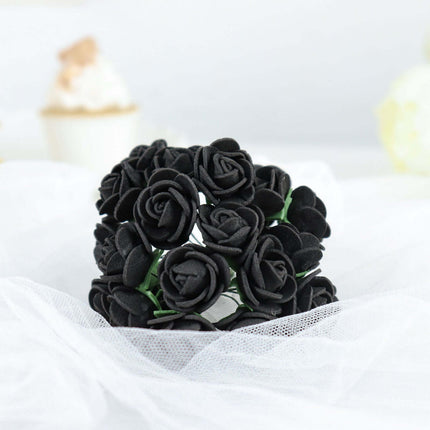 AliKopy 48 Black Real Touch Foam Roses - DIY Craft Flowers with Stem