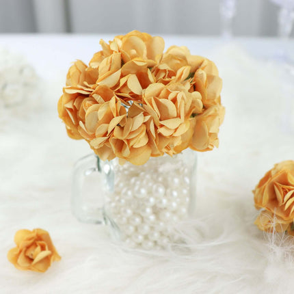 AliKopy 144 Gold Paper Mini Craft Roses - DIY, Wire Stems Included
