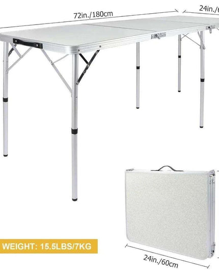 Lightweight 6ft Adjustable Aluminum Folding Table for Outdoor and Indoor Use