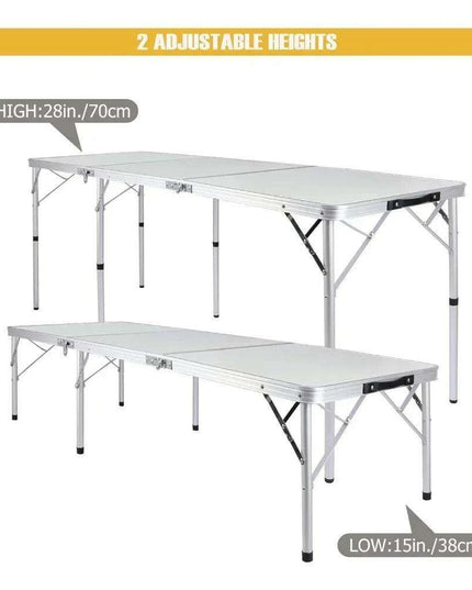 Lightweight 6ft Adjustable Aluminum Folding Table for Outdoor and Indoor Use
