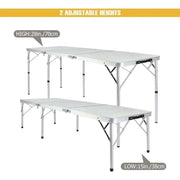 Lightweight 6ft Adjustable Aluminum Folding Table for Outdoor and Indoor Use