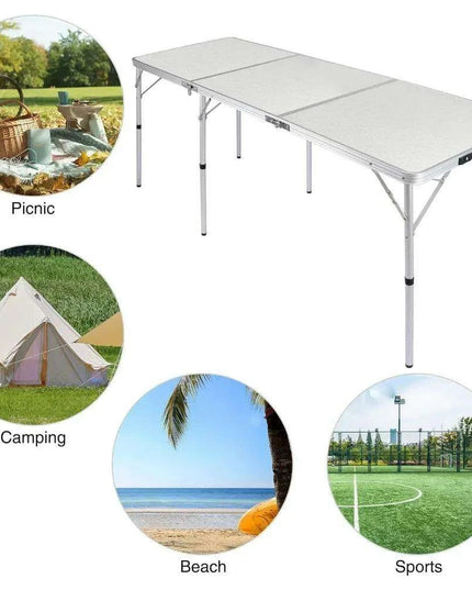 Lightweight 6ft Adjustable Aluminum Folding Table for Outdoor and Indoor Use