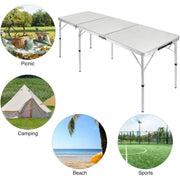 Lightweight 6ft Adjustable Aluminum Folding Table for Outdoor and Indoor Use