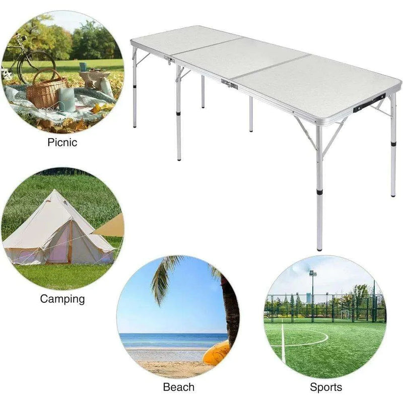 Lightweight 6ft Adjustable Aluminum Folding Table for Outdoor and Indoor Use