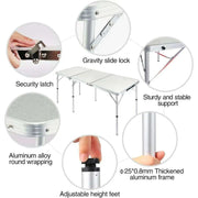 Lightweight 6ft Adjustable Aluminum Folding Table for Outdoor and Indoor Use
