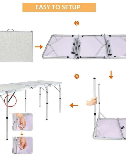Lightweight 6ft Adjustable Aluminum Folding Table for Outdoor and Indoor Use