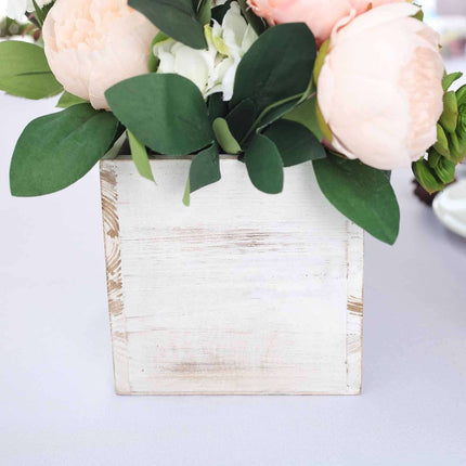 AliKopy Whitewash Wood Planter Box 24"x6" - Removable Liner, Natural D
