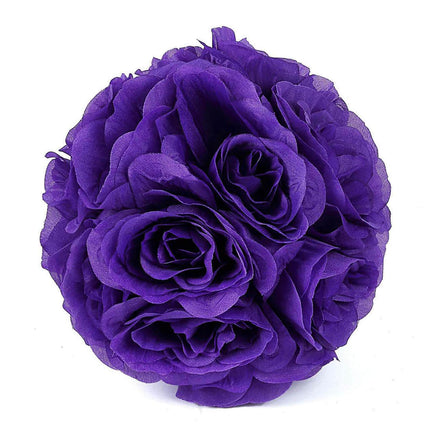 AliKopy 2 Pack 7" Purple Silk Rose Kissing Ball, Durable Faux Flowers
