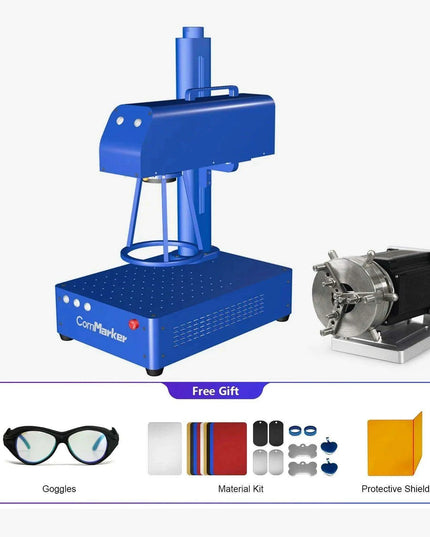 20W High-Precision Fiber Laser Engraver with Rotary Axis - Ideal for Metals, Jewelry, Plastics, and Leather