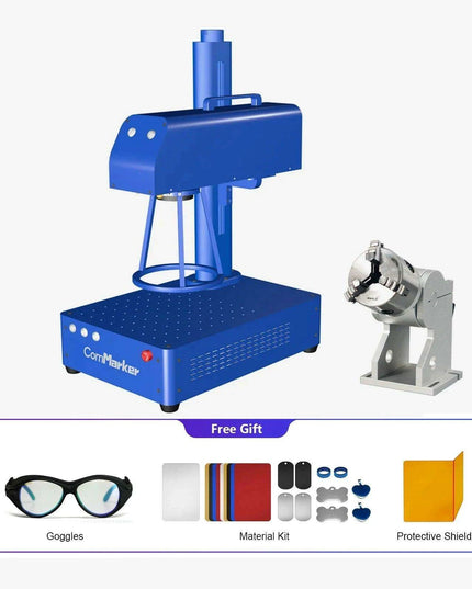 20W High-Precision Fiber Laser Engraver with Rotary Axis - Ideal for Metals, Jewelry, Plastics, and Leather