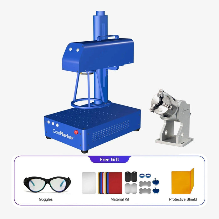 20W Fiber Laser Engraving Machine with Rotary Ax - Ideal for Metal, Jewelry, Plastics, and Leather