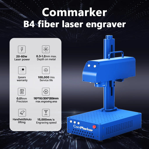 ComMarker Q2 20W Fiber Laser Engraving Machine for Metal, Jewelry, Plastics, and Leather