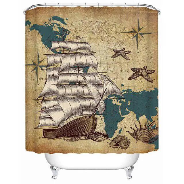 Unique Nautical Compass Bathroom Curtain
