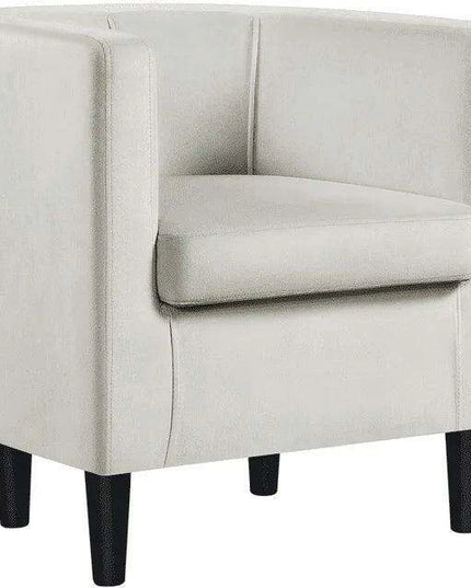 Beige Velvet Barrel Accent Armchair - Elegant Home Furnishing Piece