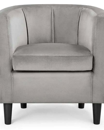 Beige Velvet Barrel Accent Armchair - Elegant Home Furnishing Piece
