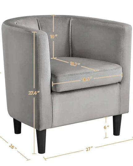 Beige Velvet Barrel Accent Armchair - Elegant Home Furnishing Piece