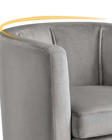 Beige Velvet Barrel Accent Armchair - Elegant Home Furnishing Piece